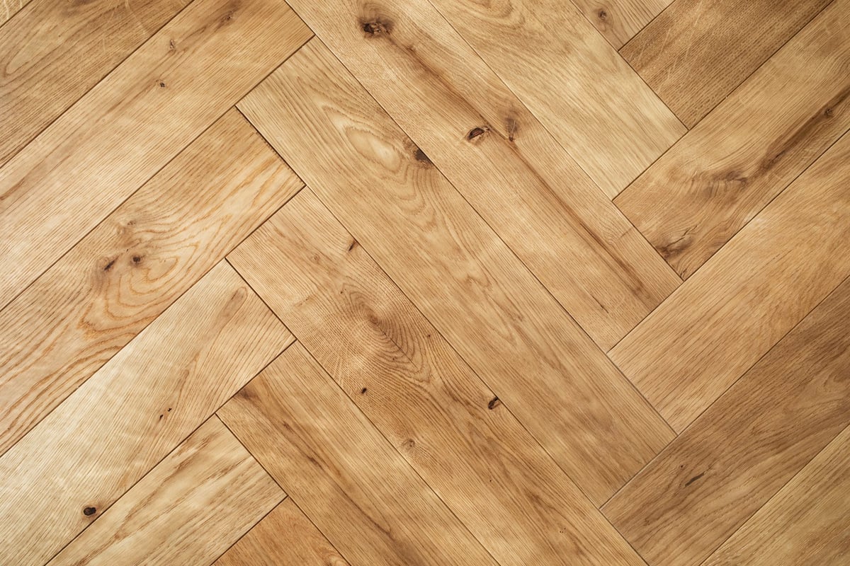 Premium oak parquet hardwood flooring installation in living room