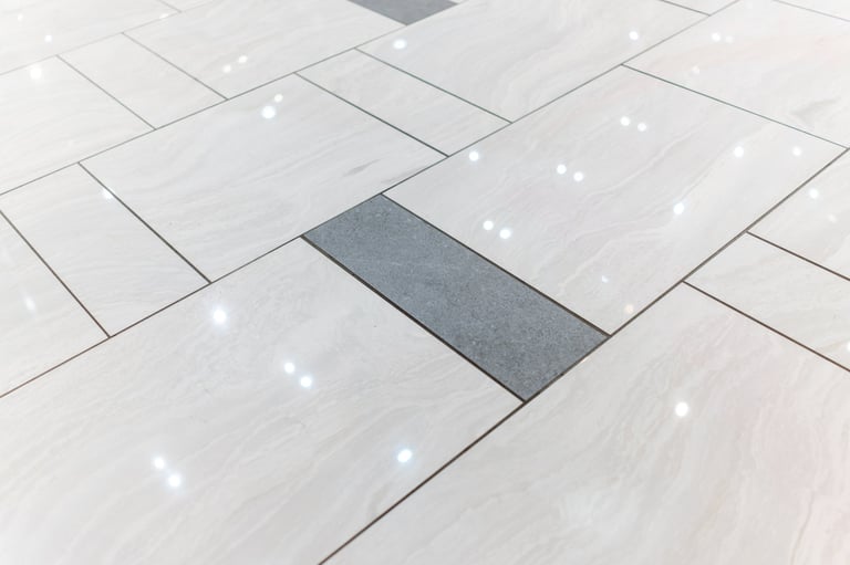 Marble tile flooring